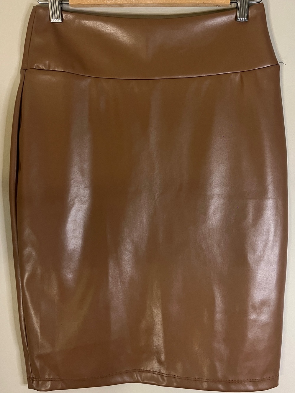Women's Brown Faux Leather Pencil Skirt